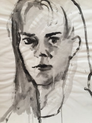 Ink wash on paper ink wash portrait of a woman